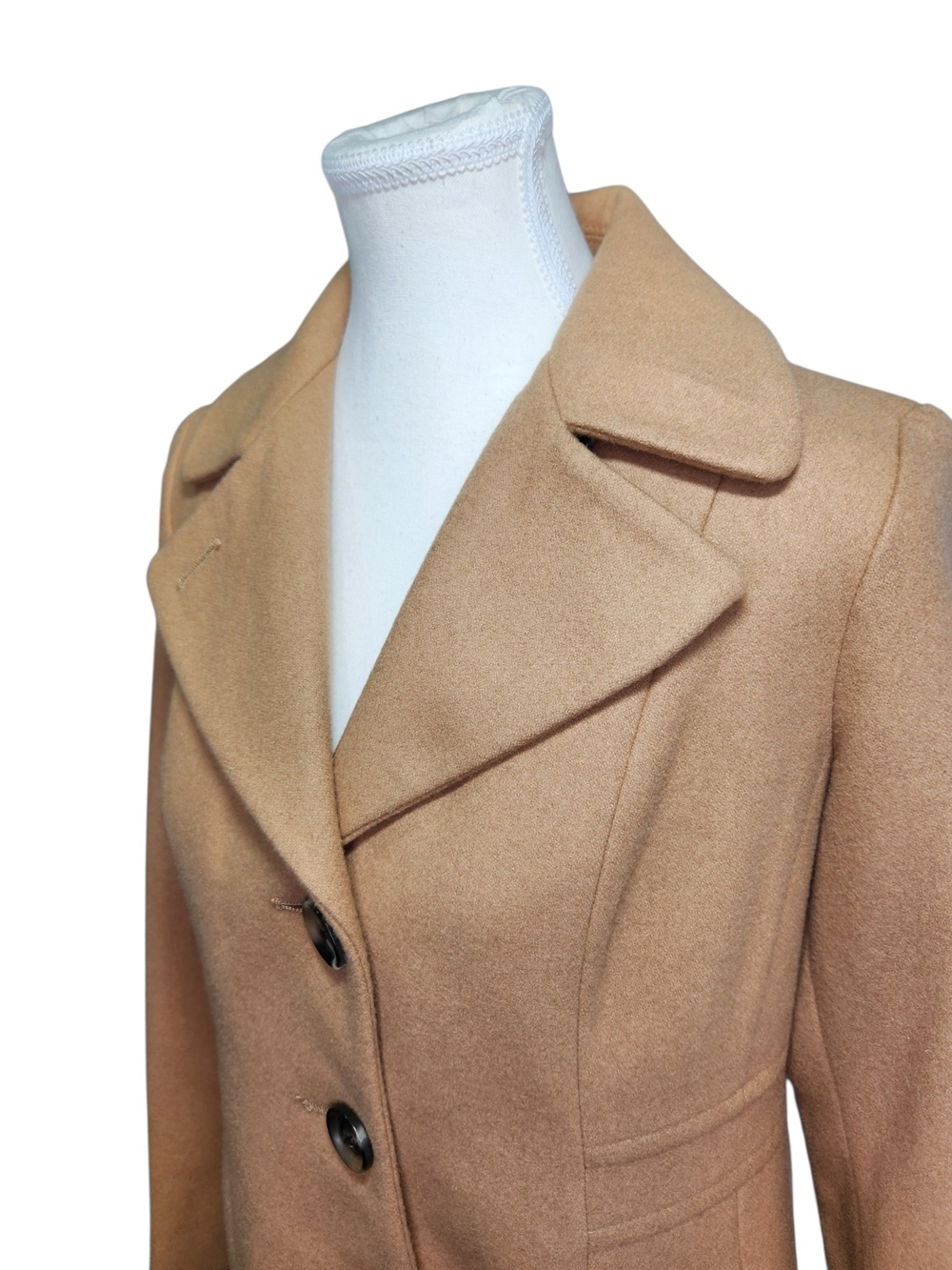 Anne Klein Women’s PS Camel Wool Blend Pea Coat Tailored Button Front Petite Sm - Picture 5 of 16